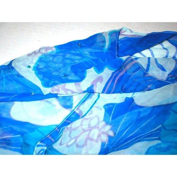 NWT New Silk Tunic Top Womens Antik Batik M Blue Purple Swim Sheer Cover Up Sequ - Picture 10 of 12
